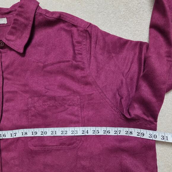 Woman Within 2X (26/28) Faux Suede Shirt Shacket Button Front Long Sleeve - Picture 9 of 16